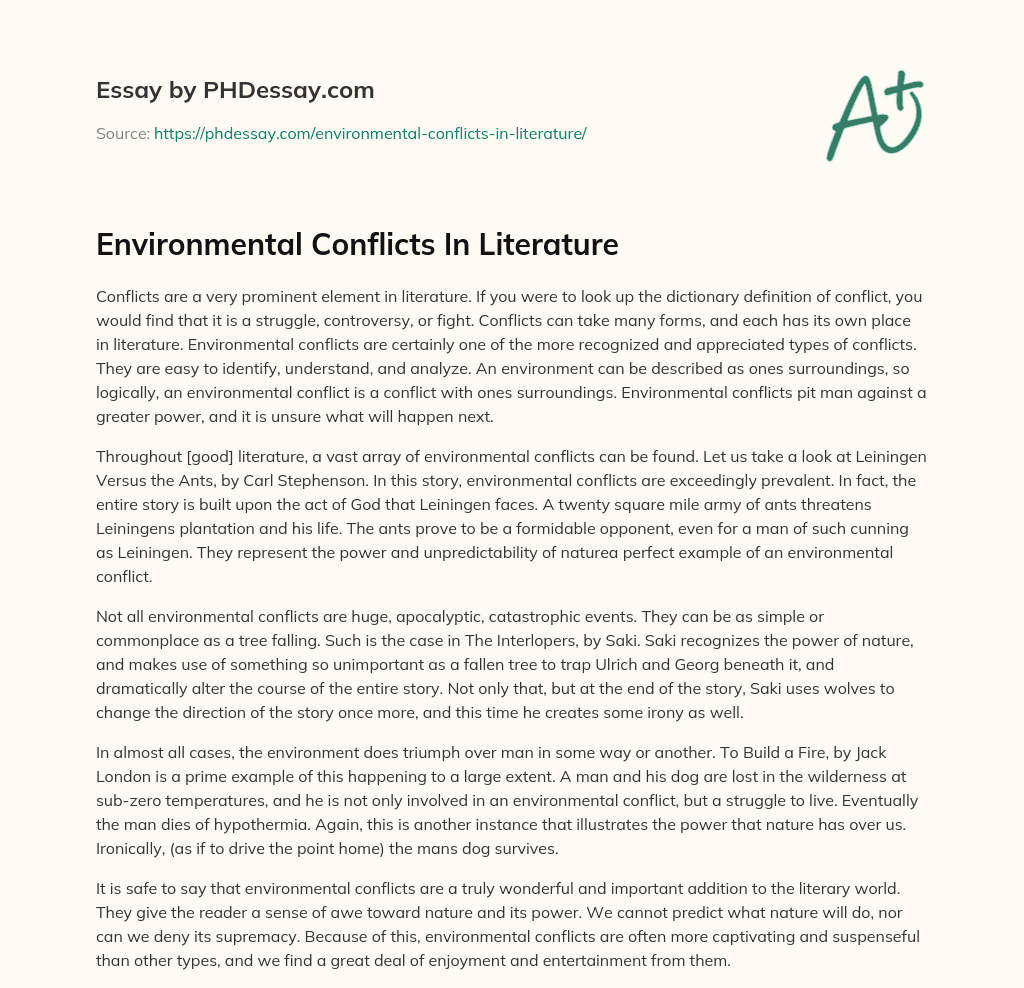 Environmental Conflicts In Literature essay