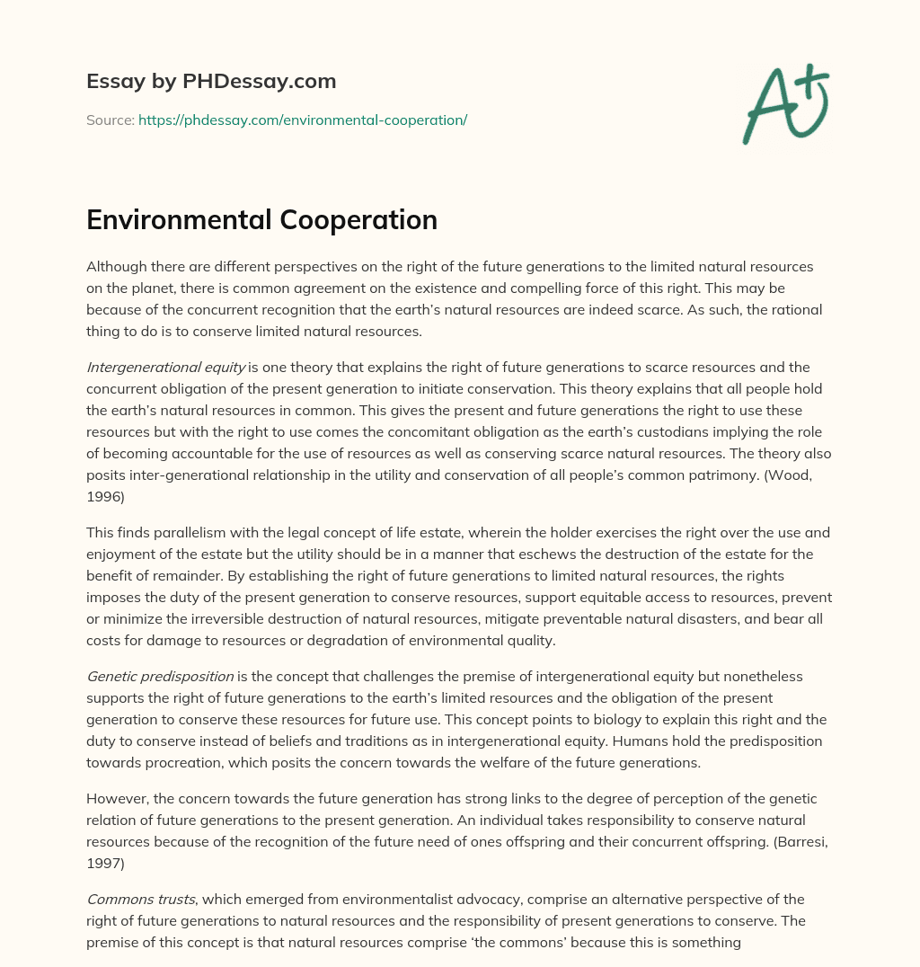 Environmental Cooperation essay
