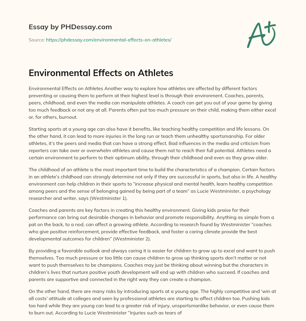 Environmental Effects on Athletes essay
