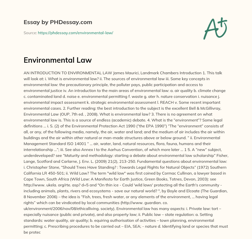 Environmental Law essay