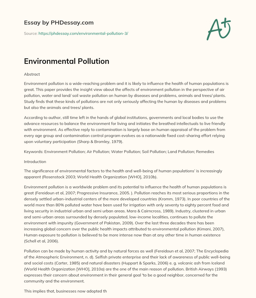 Impact of Environmental Pollution on Human Health and Ecosystems essay