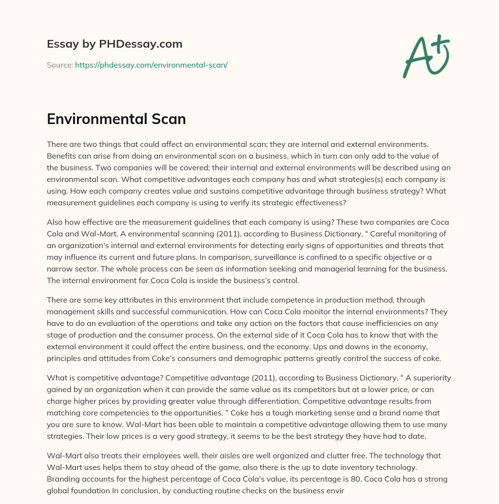 Environmental Scan essay
