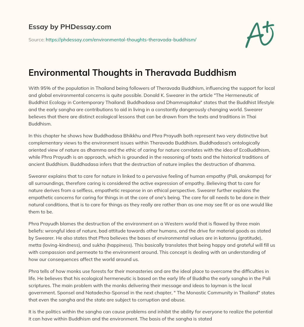 Environmental Thoughts in Theravada Buddhism essay