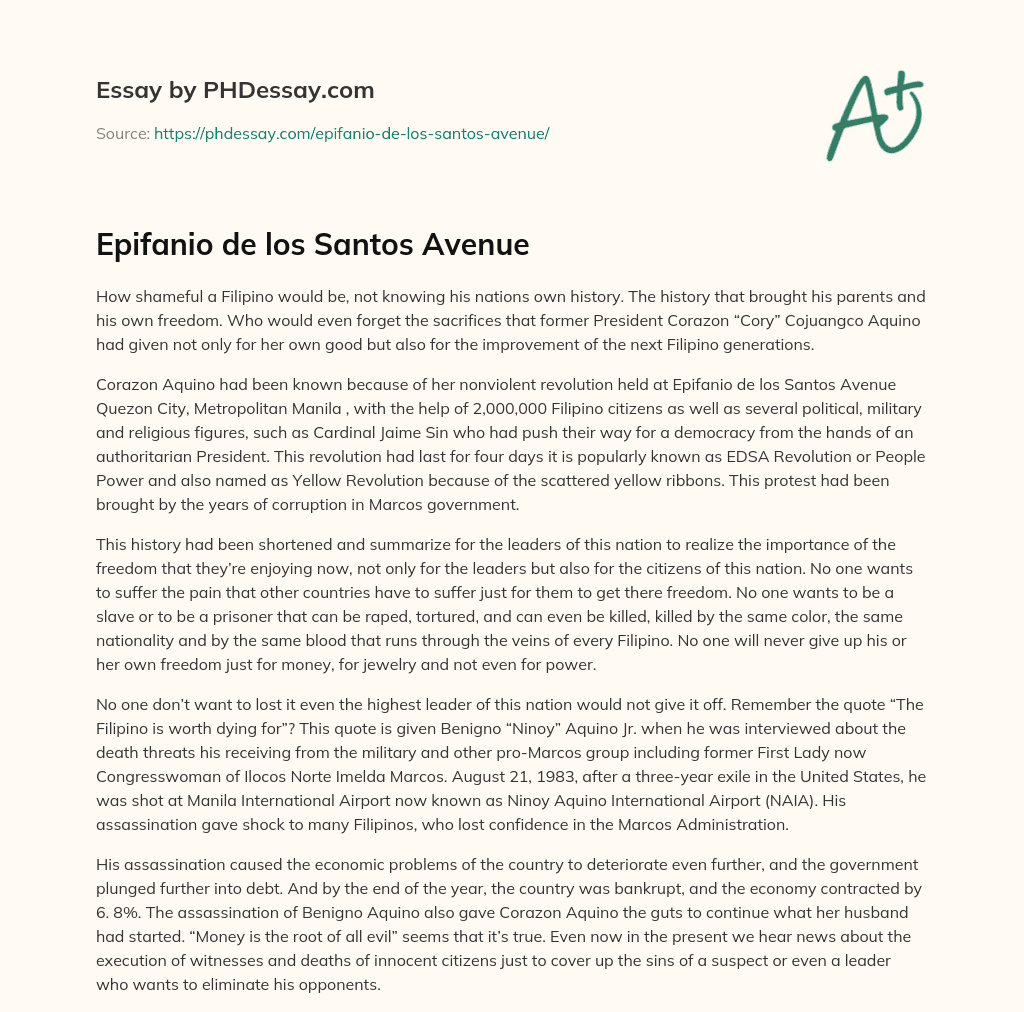 Epifanio de los Santos Avenue essay