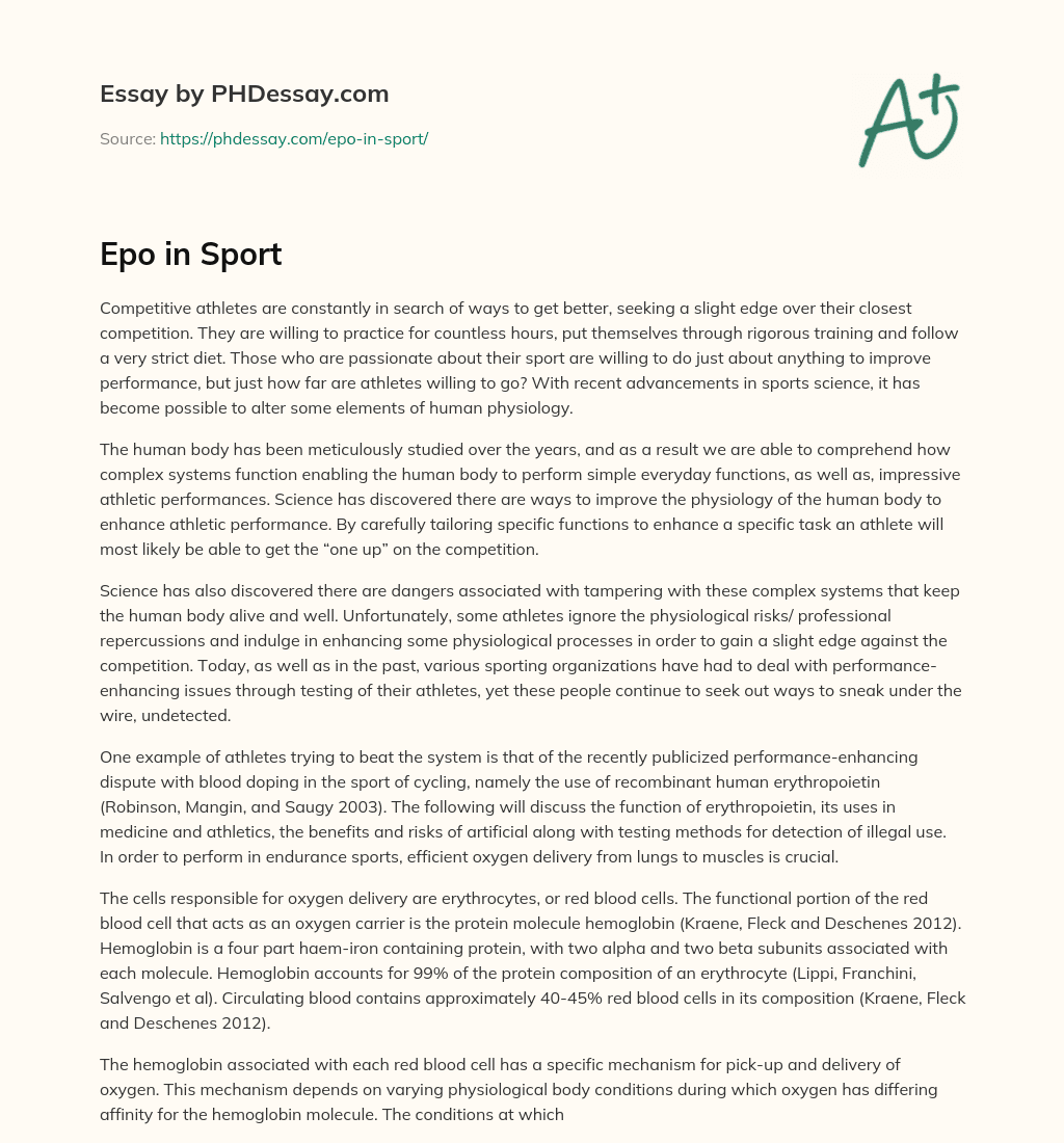 Epo in Sport essay