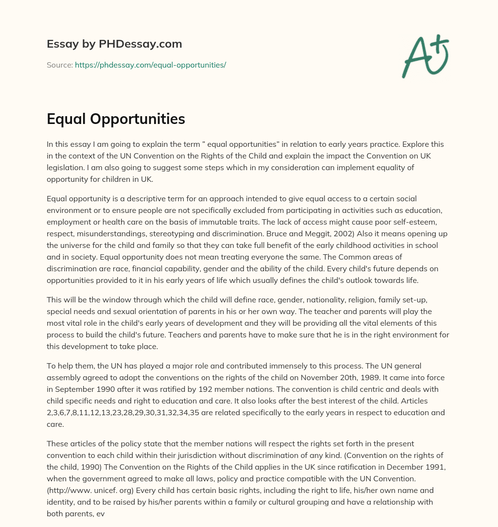 Equal Opportunities essay