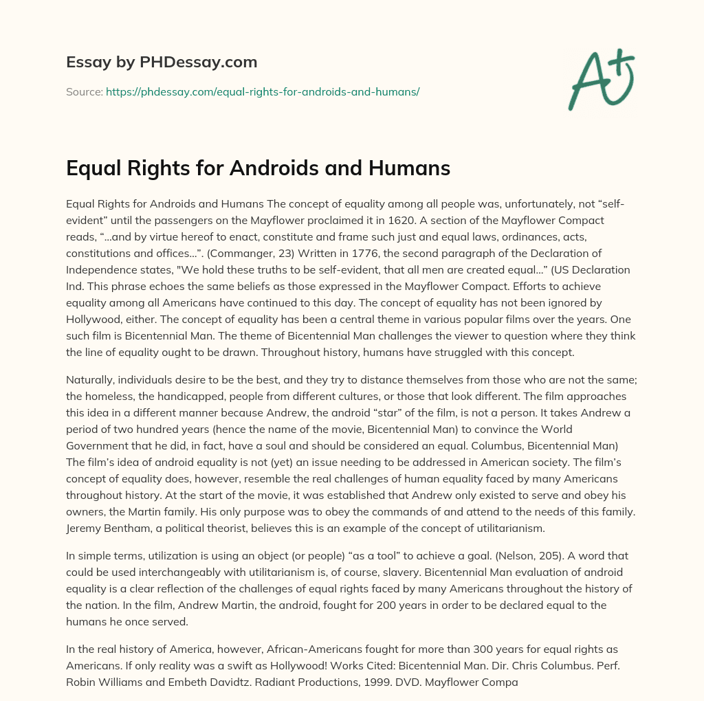Equal Rights for Androids and Humans essay