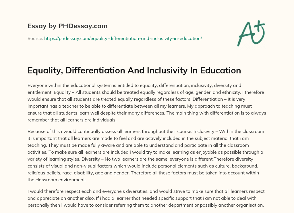 essay on equality in education