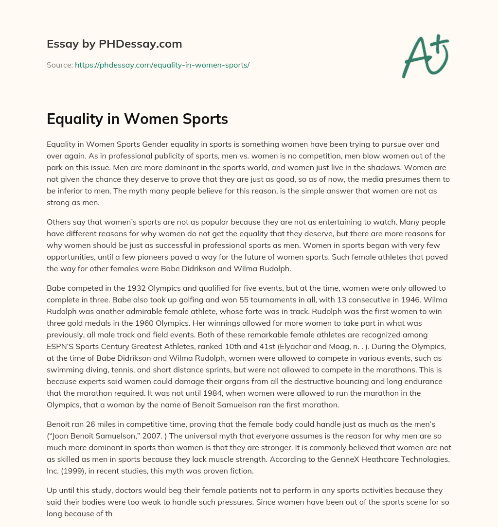 Equality in Women Sports essay