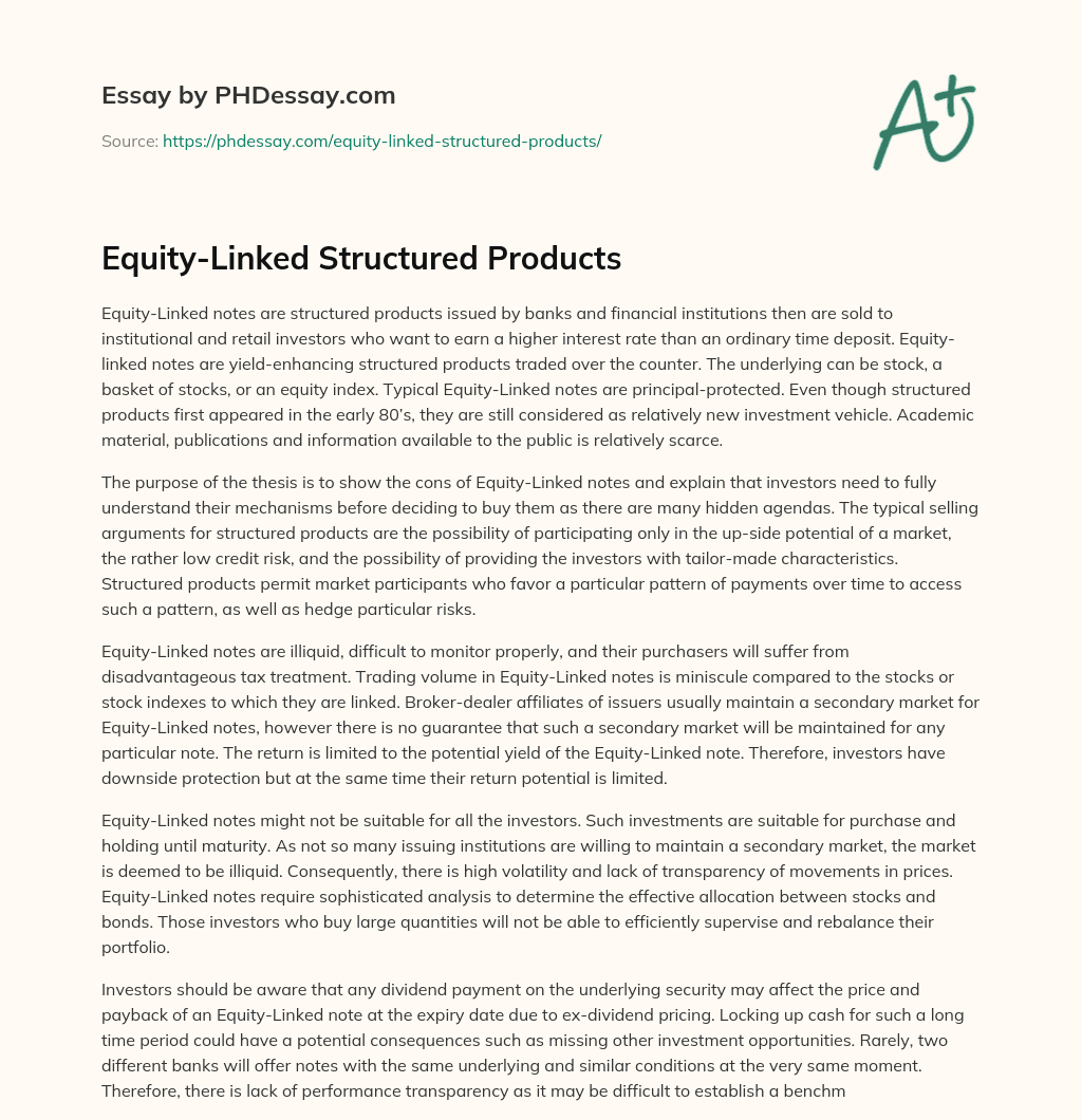 Equity-Linked Structured Products essay