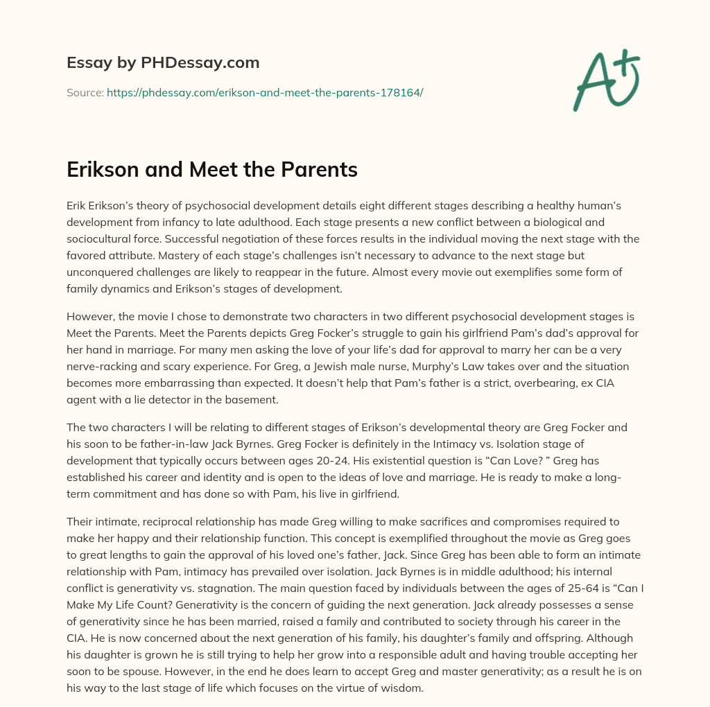 Erikson and Meet the Parents essay