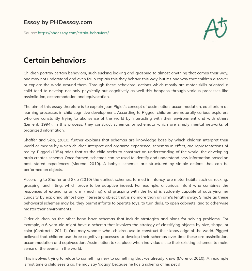 Certain behaviors essay