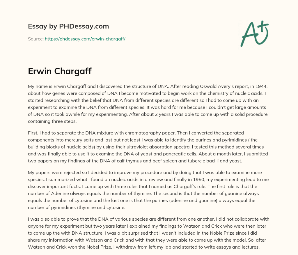 Erwin Chargaff essay