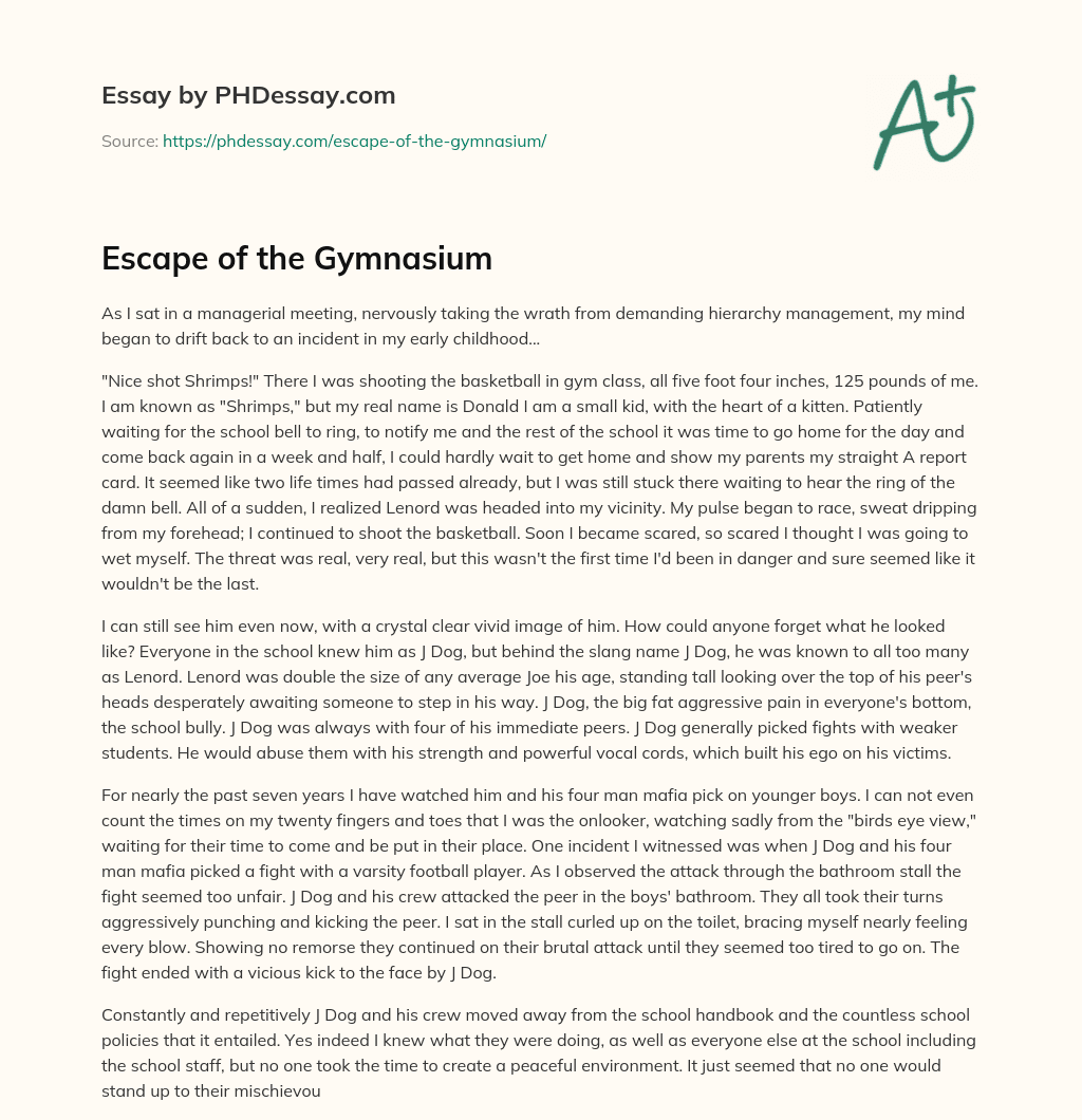 Escape of the Gymnasium essay
