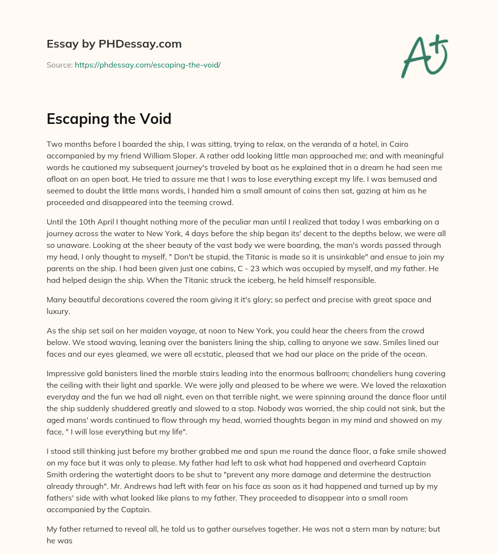Escaping the Void essay