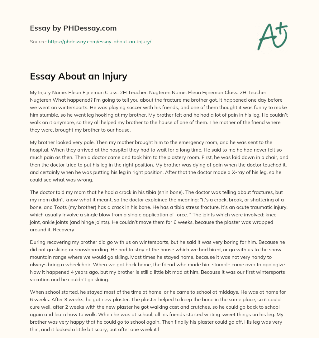 narrative essay about injury