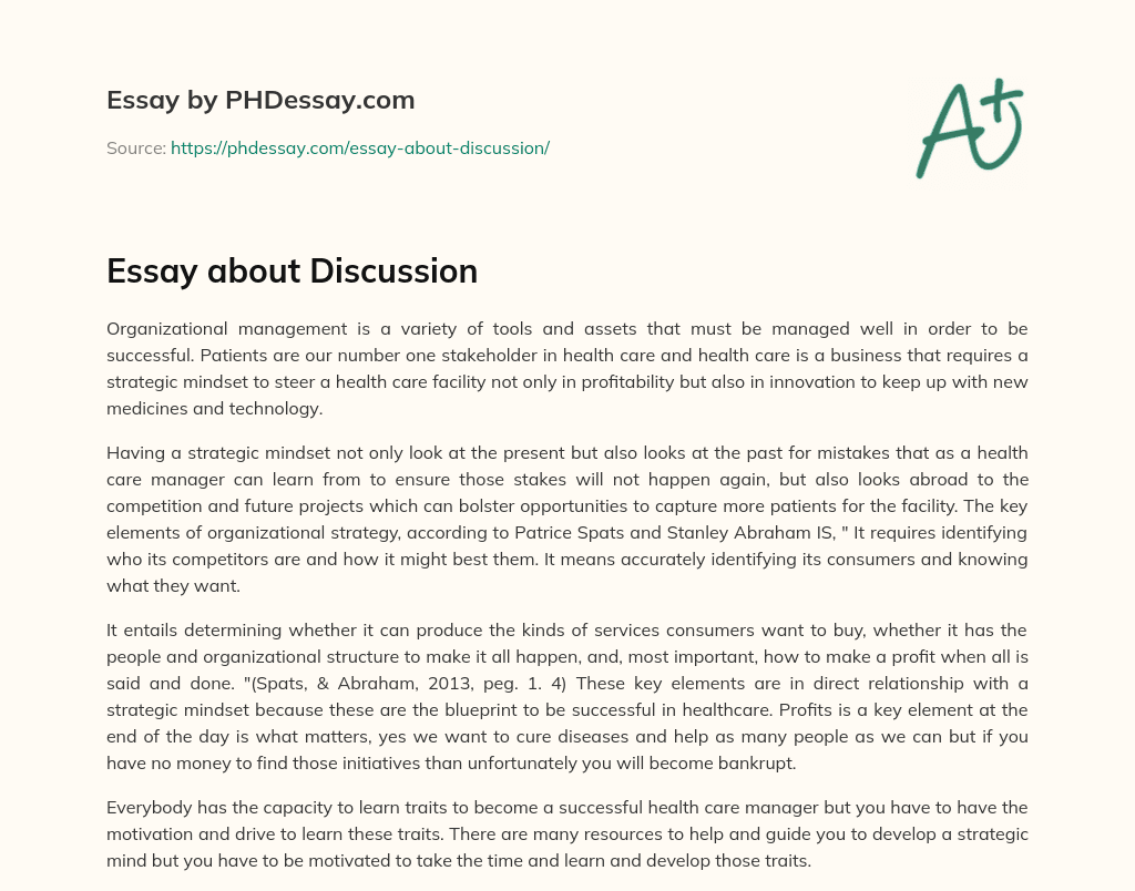 Effective Organizational Management in Healthcare: Strategies for Success essay