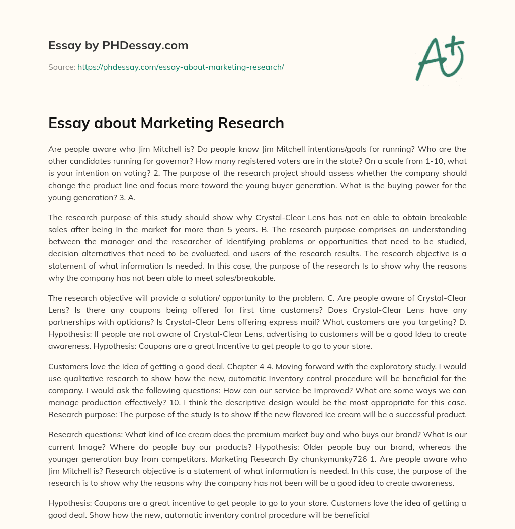 essay about marketing research