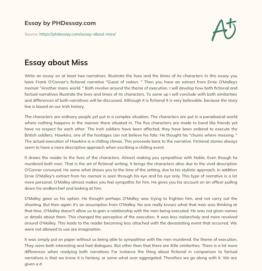 Essay about Miss essay