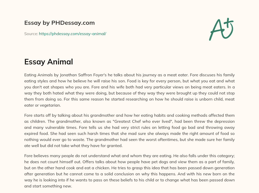 animal essay 200 words