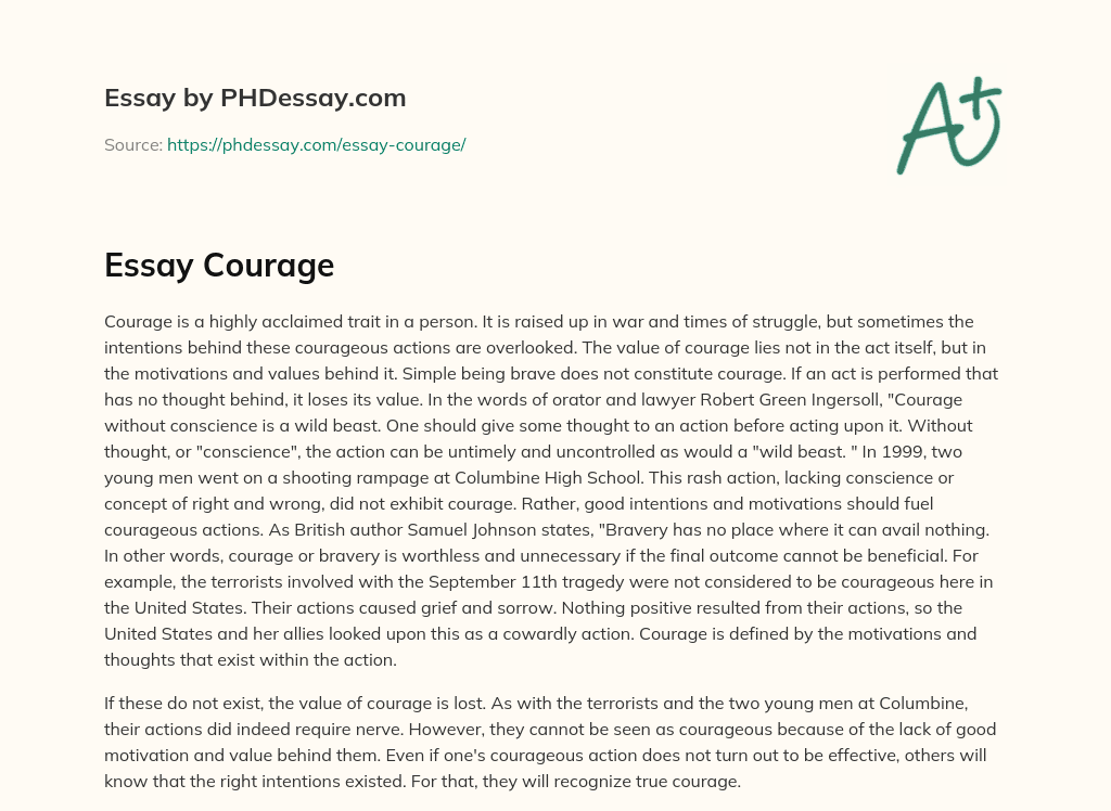 define courage essay