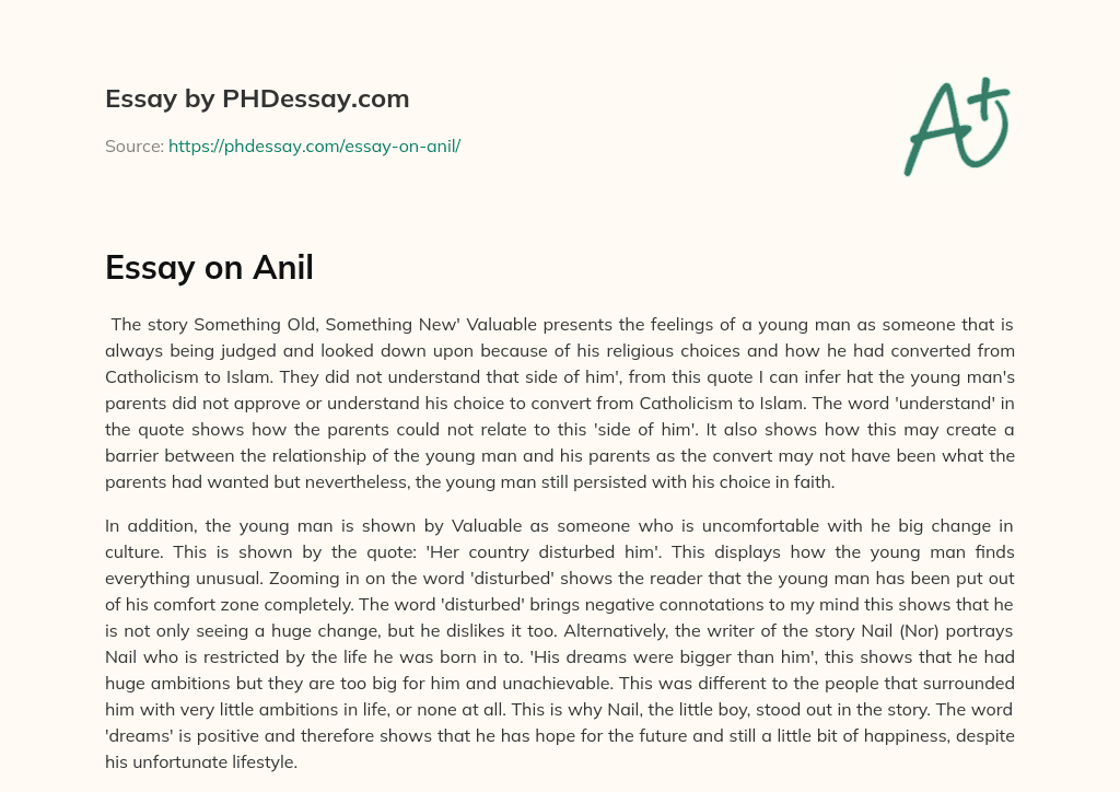 Young man’s struggle with religious conversion and cultural change essay