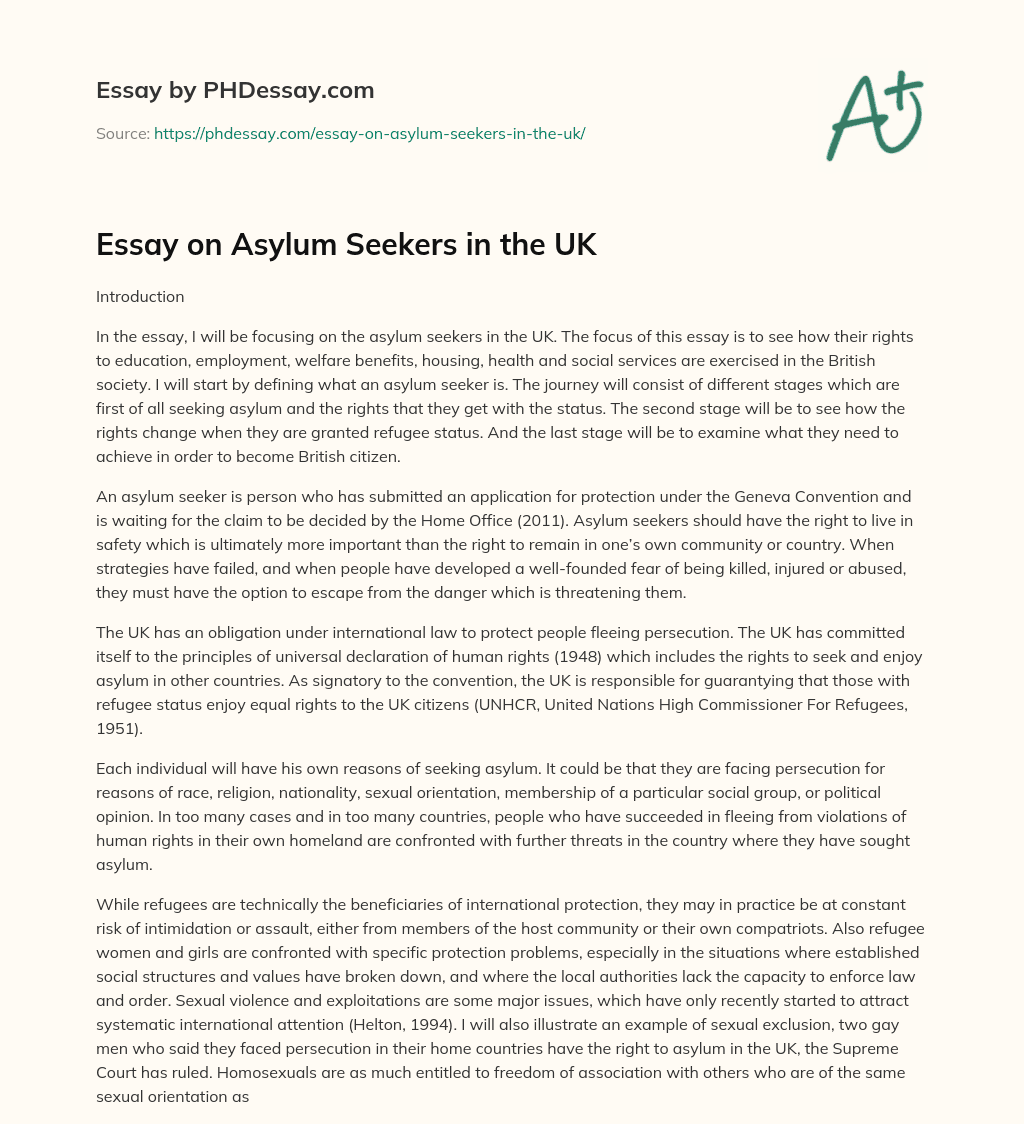 Essay on Asylum Seekers in the UK essay