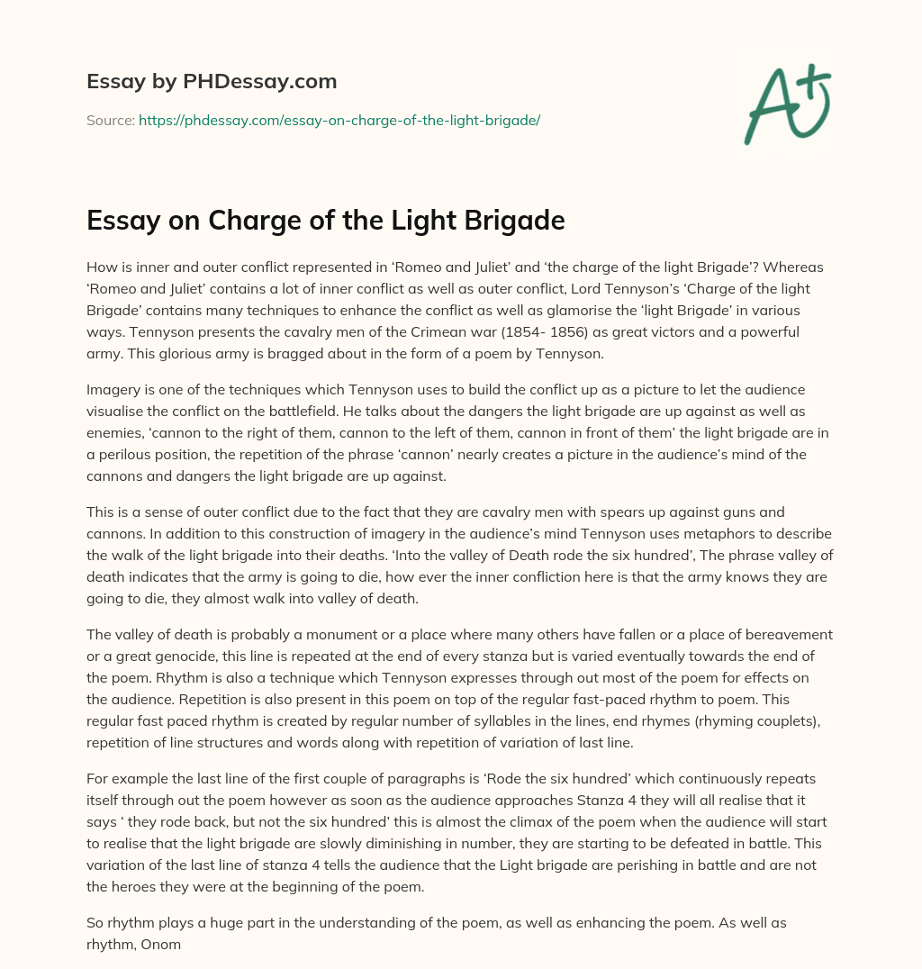 Essay on Charge of the Light Brigade essay