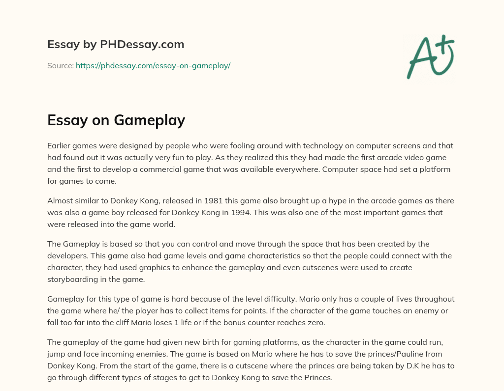 Essay on Gameplay essay