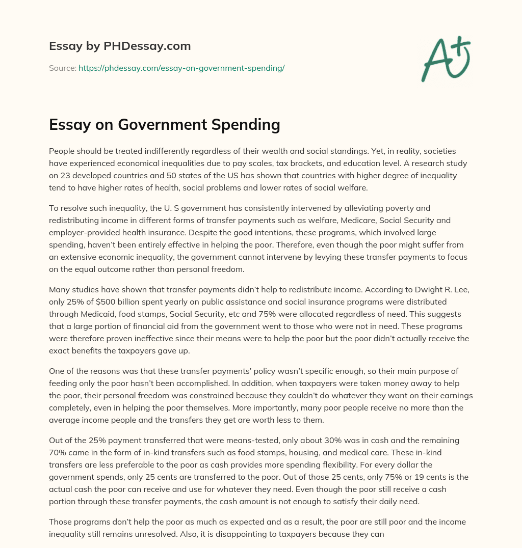 essay of government spending