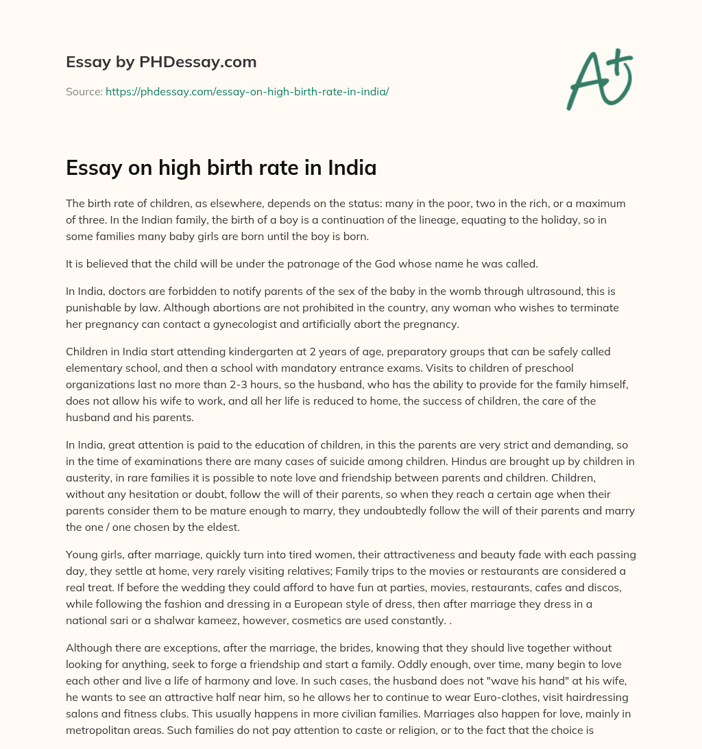 Essay on high birth rate in India essay