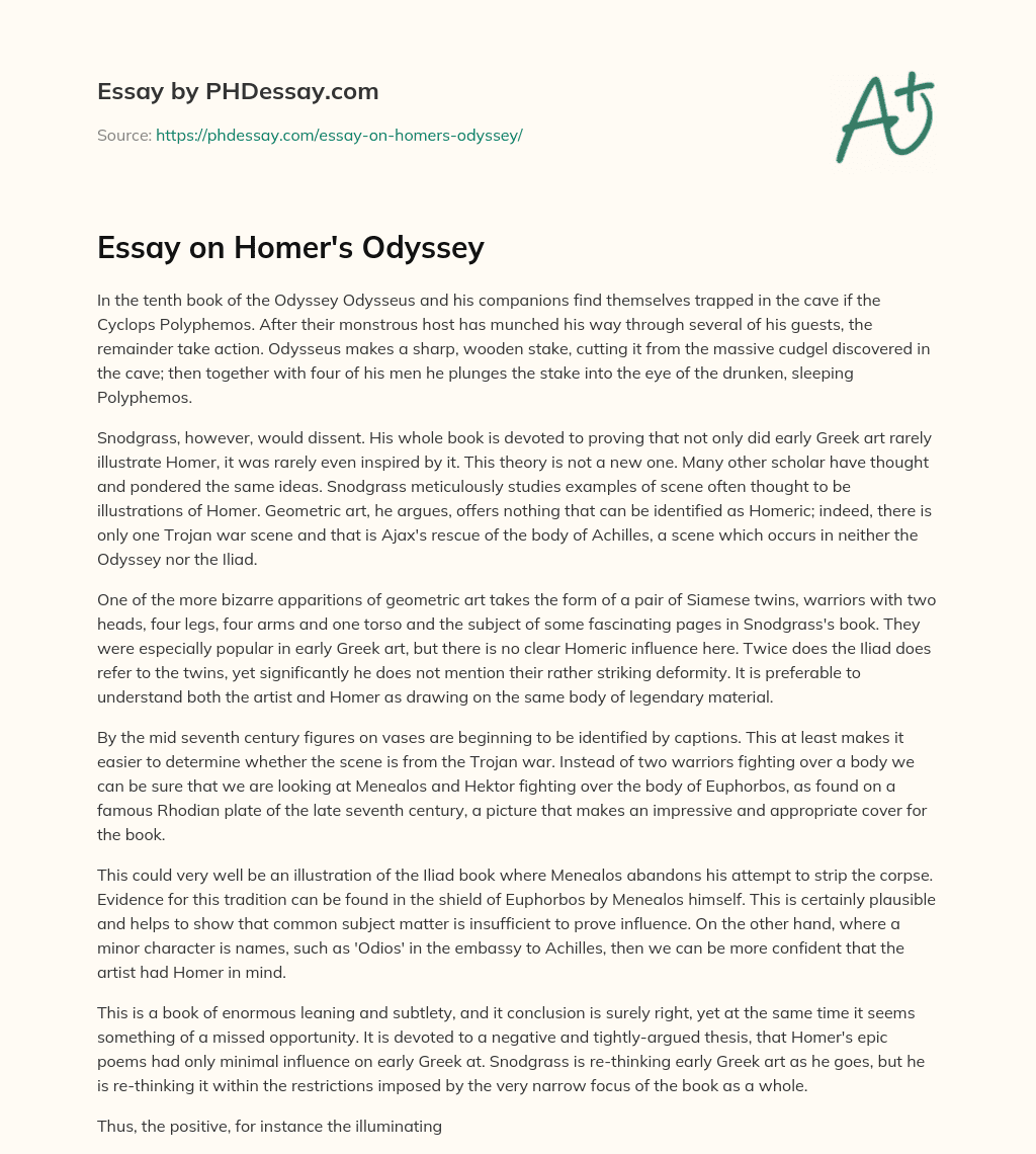 Essay on Homer’s Odyssey essay