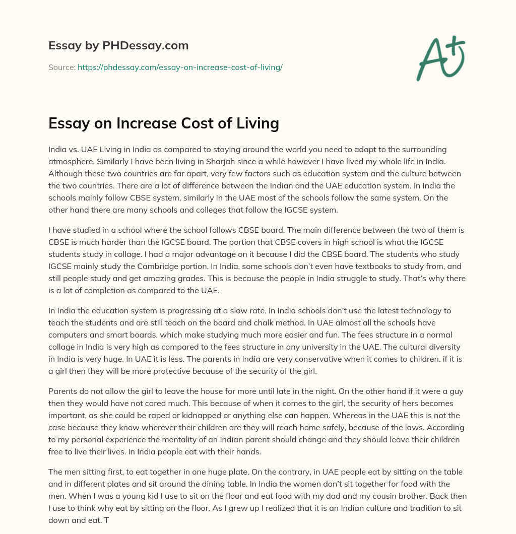 Essay on Increase Cost of Living essay