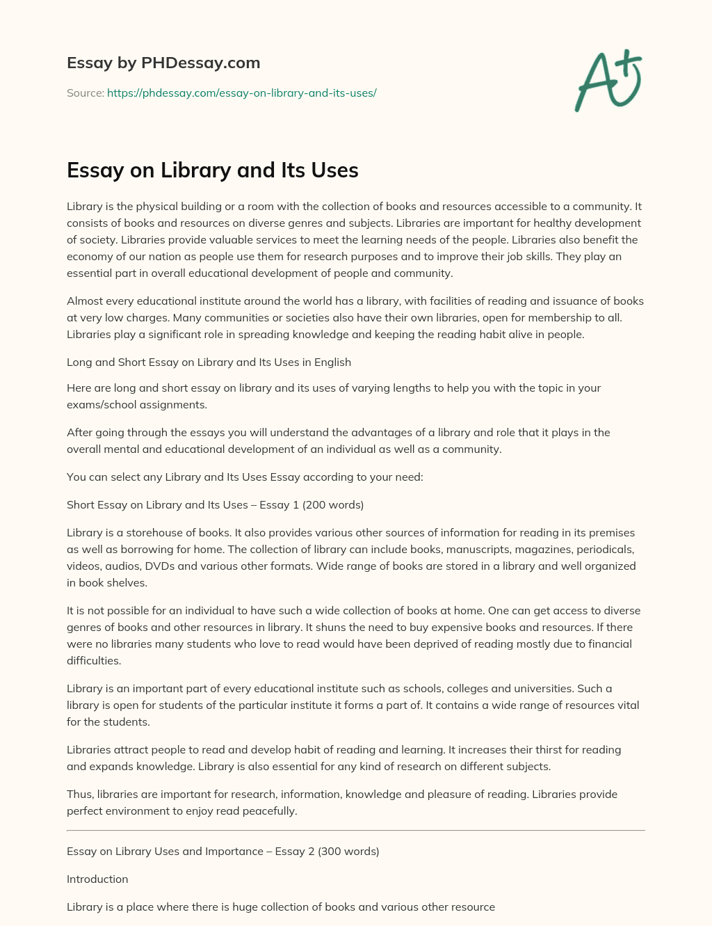 essays about libraries