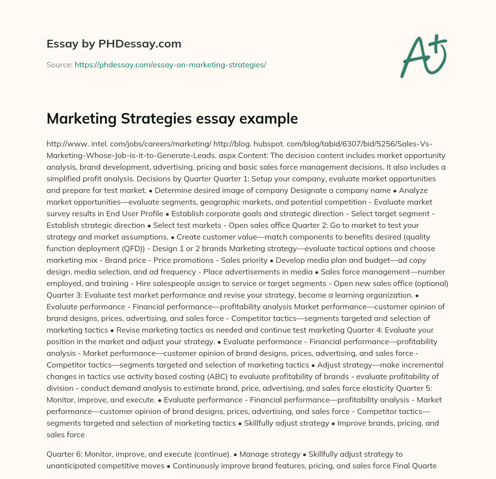 marketing strategies comparison essay