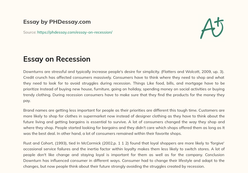 Essay on Recession essay