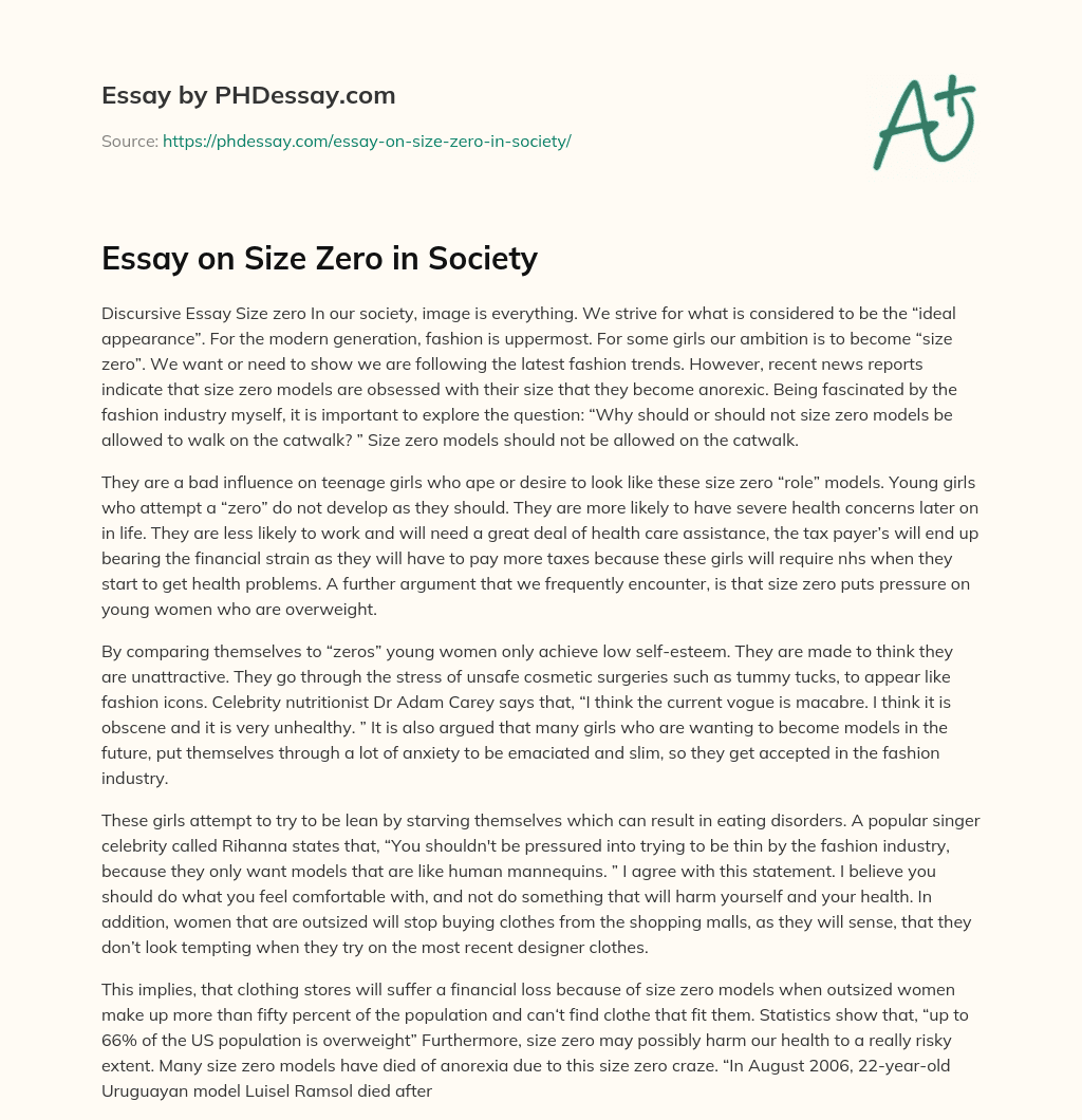 Essay on Size Zero in Society essay