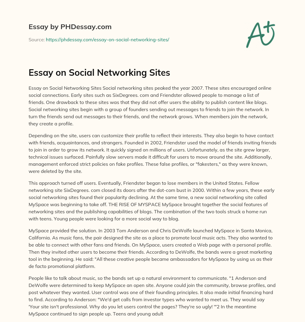 essay topic about social networking sites