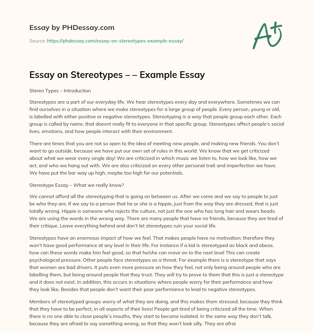 stereotype narrative essay