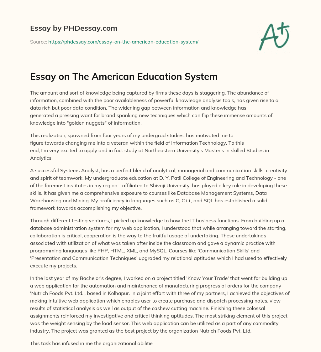 usa education system essay