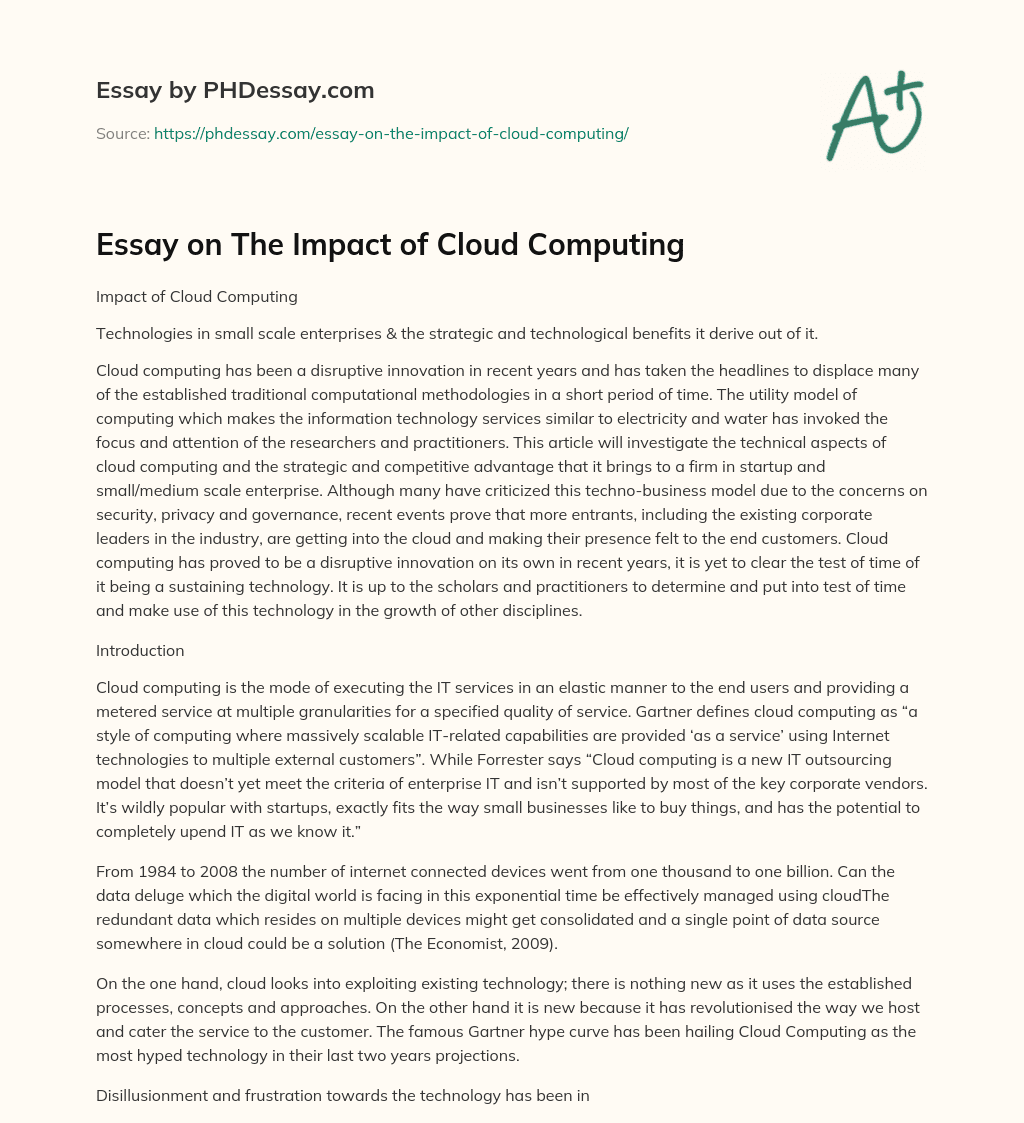 advantages of cloud computing essay
