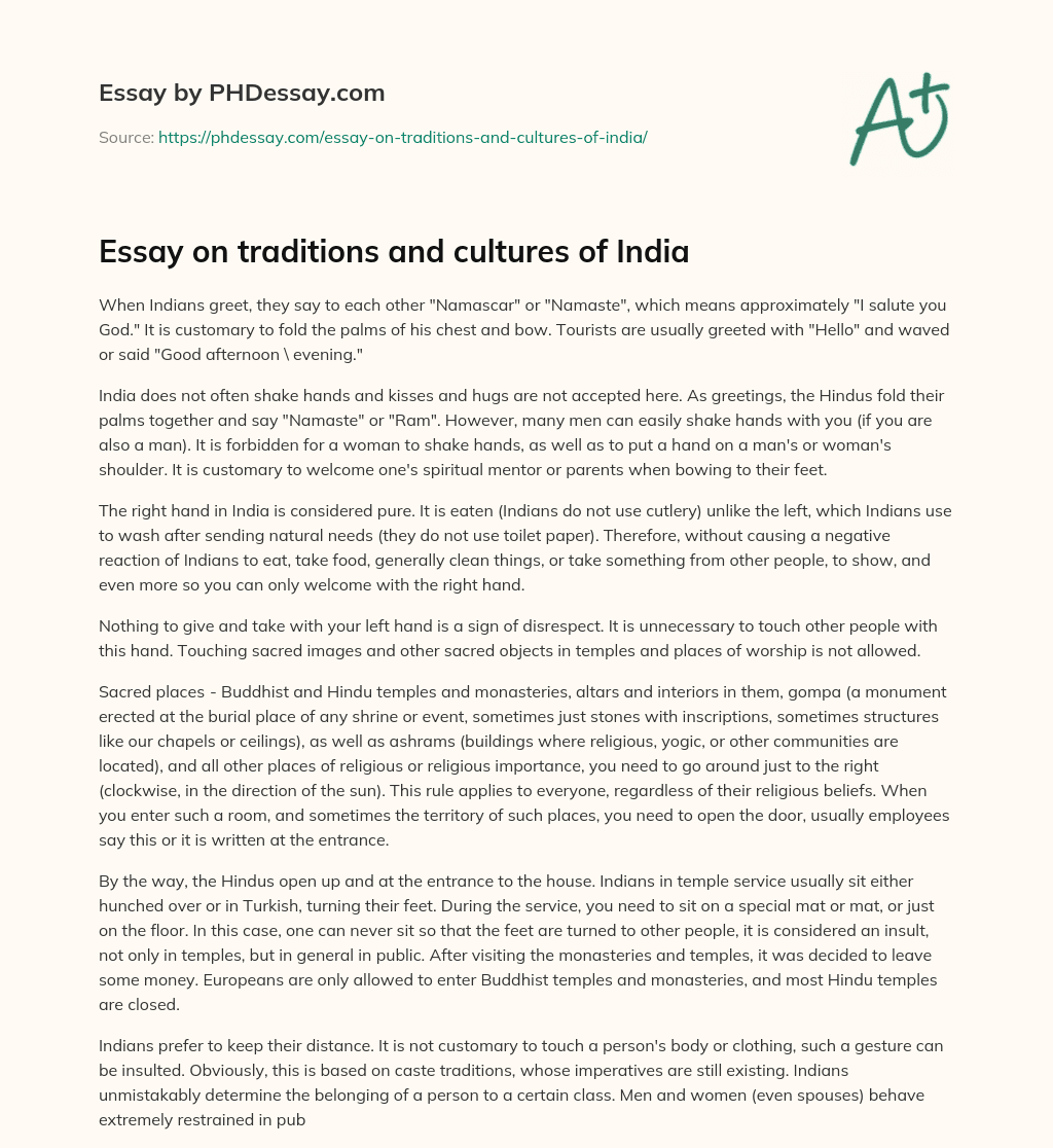 essay on indian culture and civilization