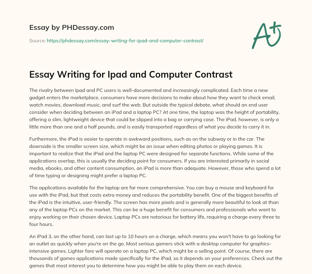 Essay Writing for Ipad and Computer Contrast essay