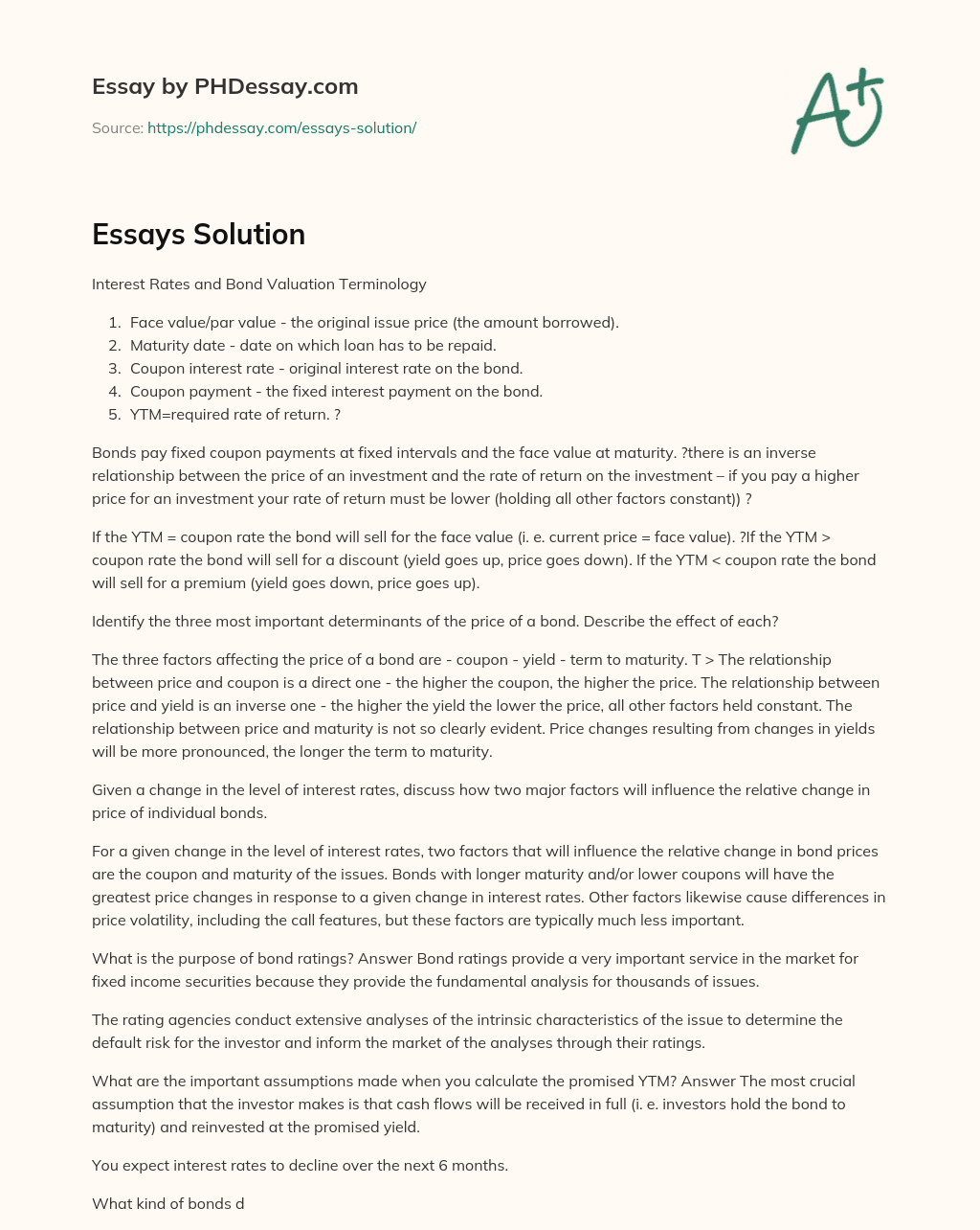 Essays Solution essay