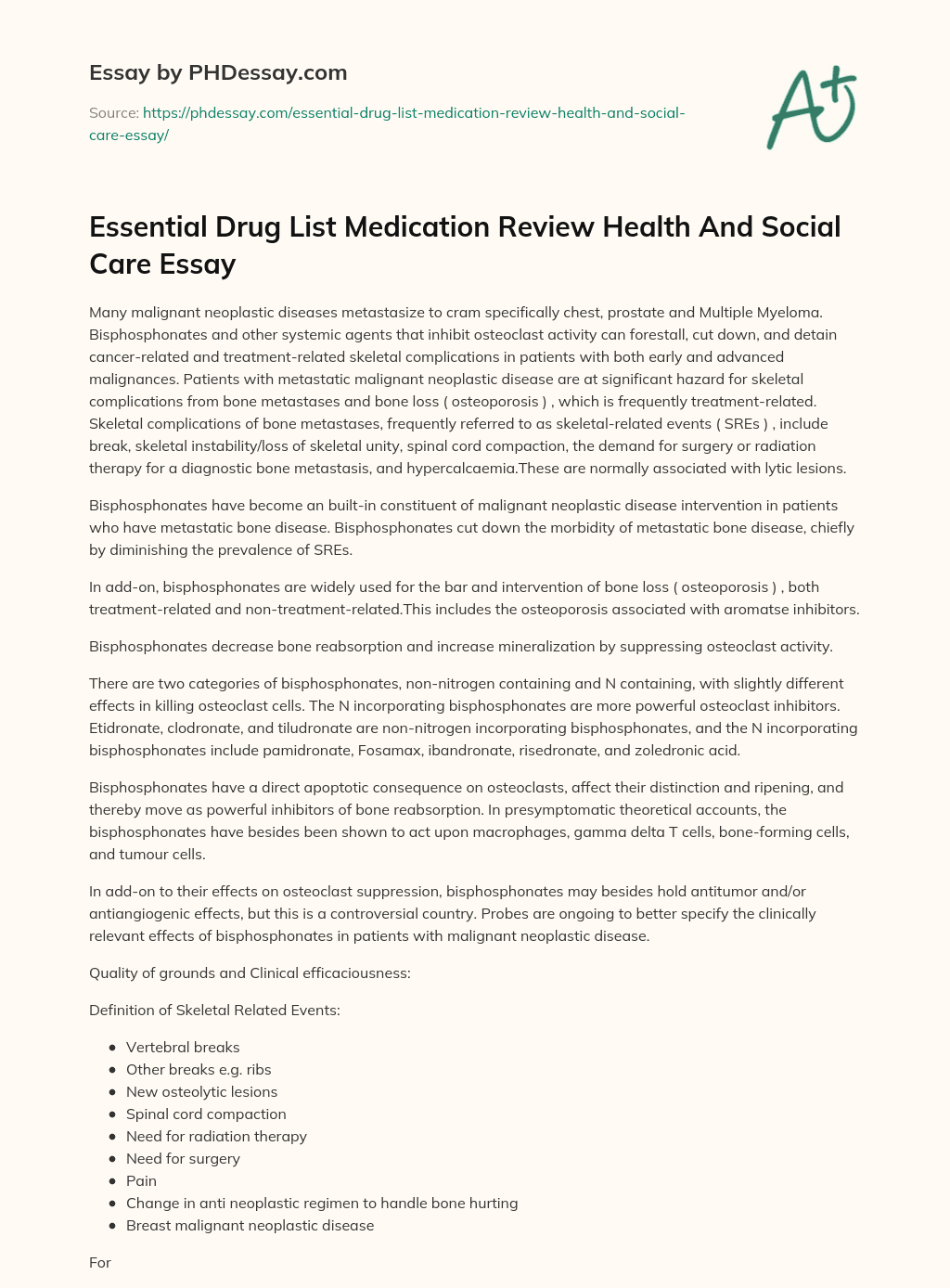 Essential Drug List Medication Review Health And Social Care Essay essay