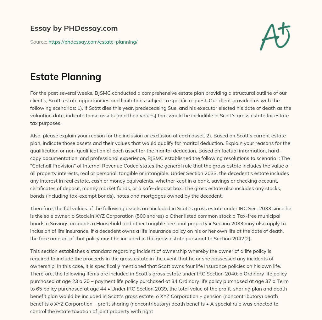 Estate Planning essay