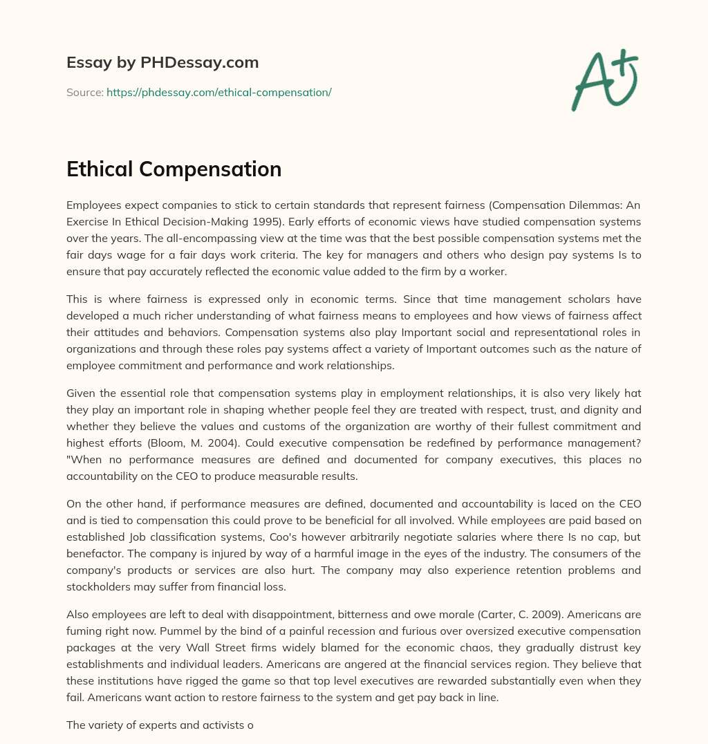 Ethical Compensation essay