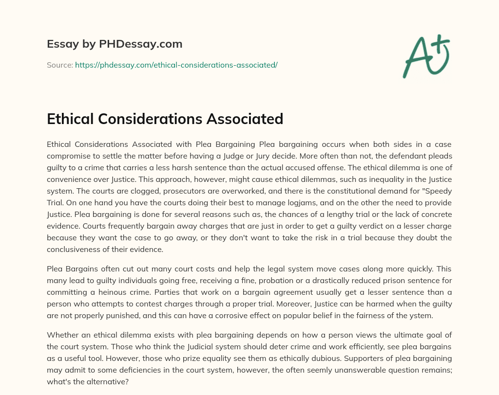 Ethical Considerations Associated essay