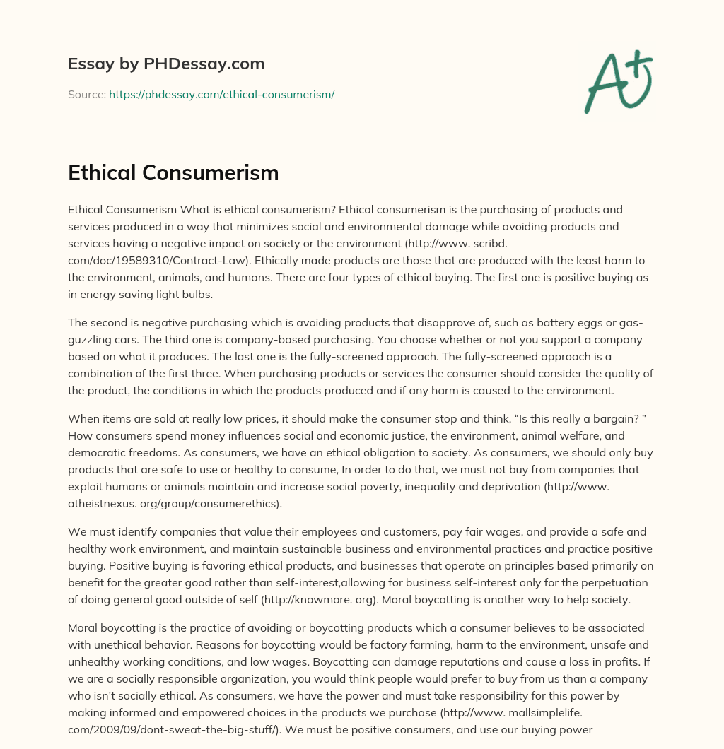 Ethical Consumerism essay