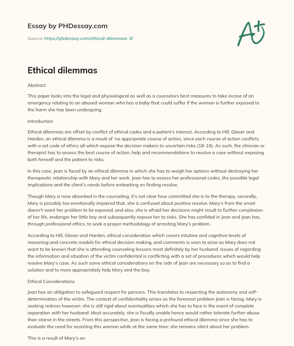 Ethical dilemmas essay